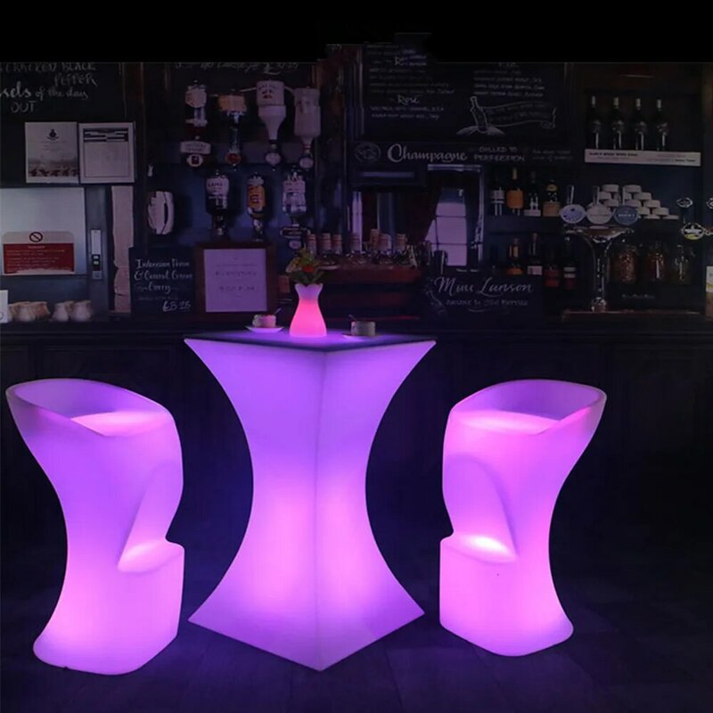 Mesa de cóctel iluminada con LED de 110CM de altura, mesas de Bar iluminadas, mesa de centro de plástico, muebles comerciales, suministros