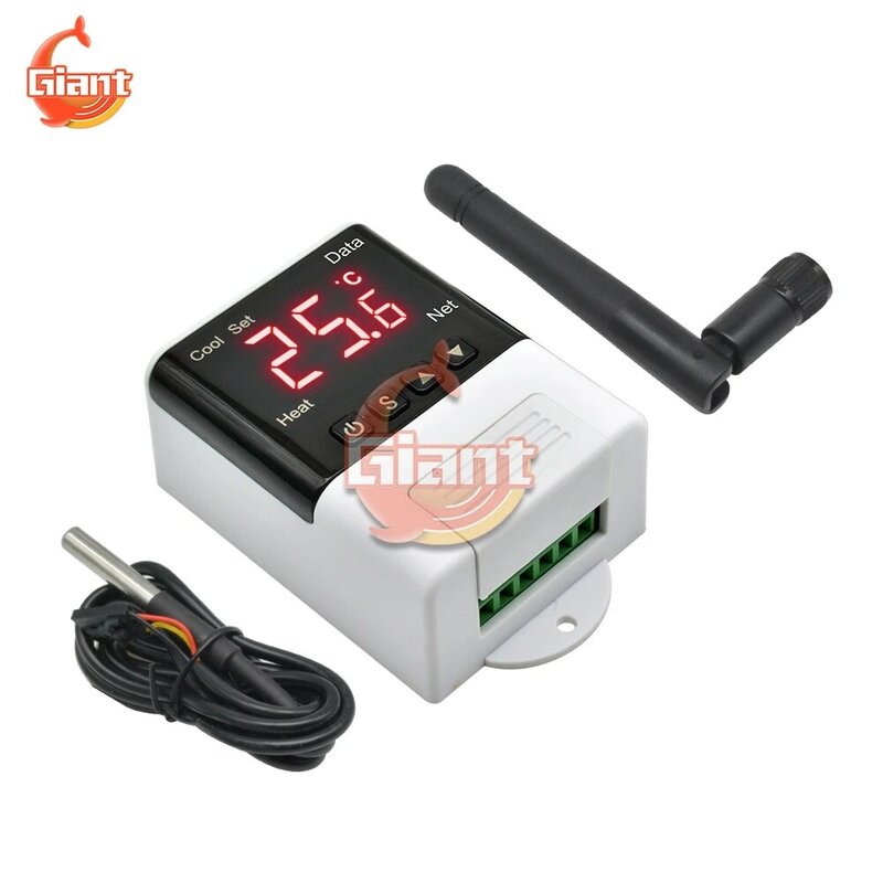 New Digital Temperature Controller For Incubator Cooling Heating Switch Thermostat AC 110V 220V DS18B20 Sensor with WIFI Antenna