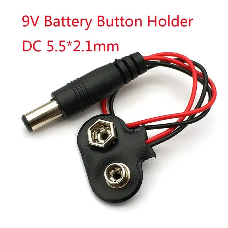 5Pcs DC 5.5*2.1mm 9V Battery Holder 9V Battery Button Power Plug For Uno
