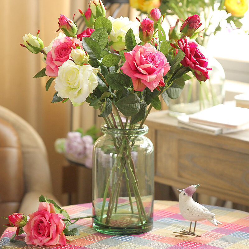 YO CHO, розовые розы из шелка, Свадебный букет цветов, для самостоятельной сборки, цветы невесты, латексные букеты из искусственных роз для декора подружек невесты