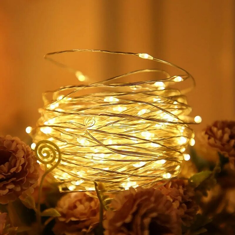Nowy 2m listwa LED z miedzianym przewodem ciepła, jasna oświetlenie świąteczne wróżka wianek na boże narodzenie drzewo ślub dekoracyjna lampa na przyjęcie