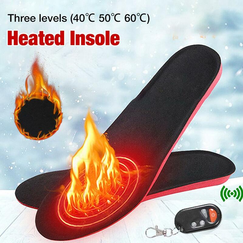 Plantillas calentadas por USB para zapatos, calentador de pies eléctrico recargable, Control remoto para exteriores, almohadilla para zapatos de calentamiento de pies, Invierno