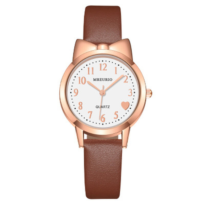 Relógio digital com mostrador dourado, relógio de pulso quartz com pulseira de couro estiloso para meninas 2020