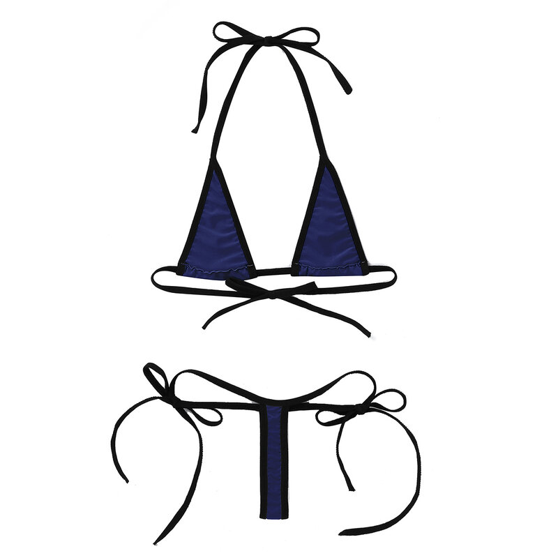 Micro Bikini Swimsuit Women bikinis Wild Style mini bikini Set Halter Neck Self-tie Bra Top with G-String Thong Swimwear