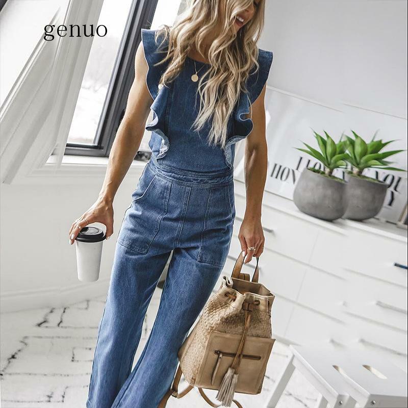 New Women Jumpsuit Casual Vintage Backless Romper Denim Overalls Summer Sexy Jumpsuit For Women
