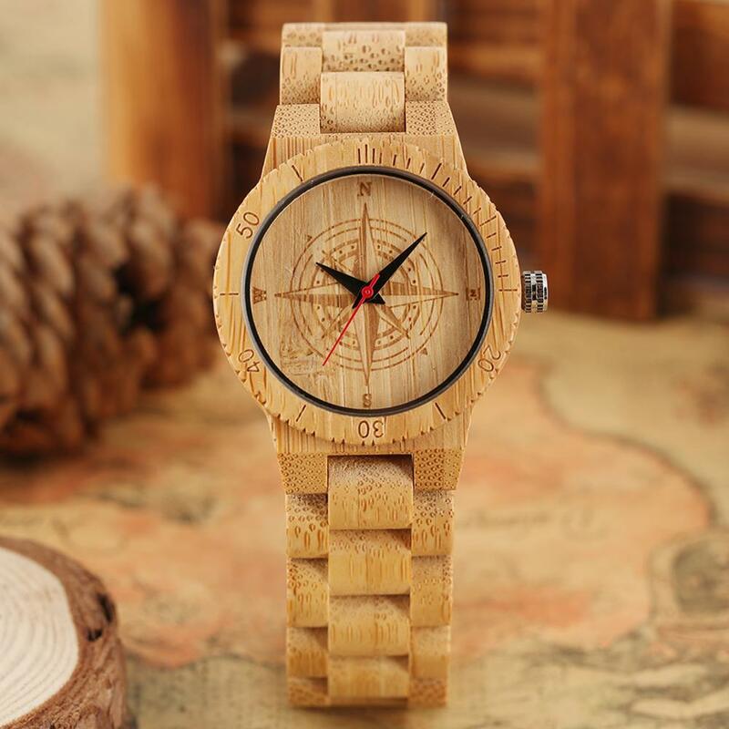 Relógio masculino eco-friendly nontoxic bambu relógio casual marrom quartzo bambu relógios todos bambu relógio de pulso madeira natural