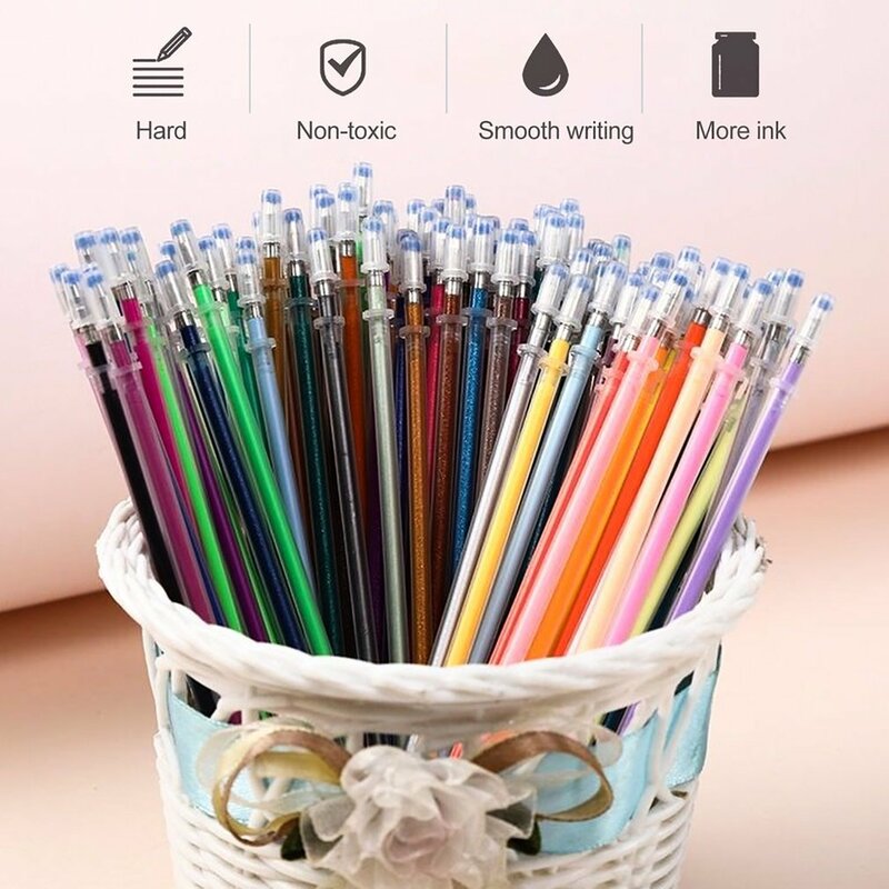 New 1.0mm Colorful Gel Pen Fluorescent Refills Color Cartridge Flash Pen Smooth Ink Painting Graffiti Pens Student Stationery