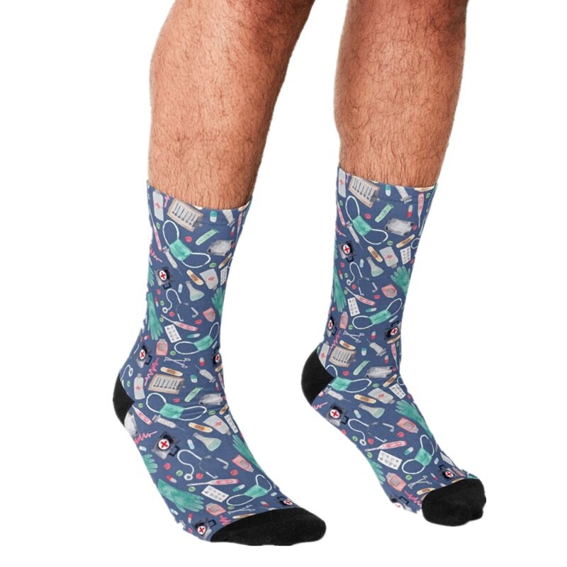 Смешные мужские носки в стиле Харадзюку с принтом доктора, в стиле хип-хоп, новинка, скейтборд, повседневные сумасшедшие носки