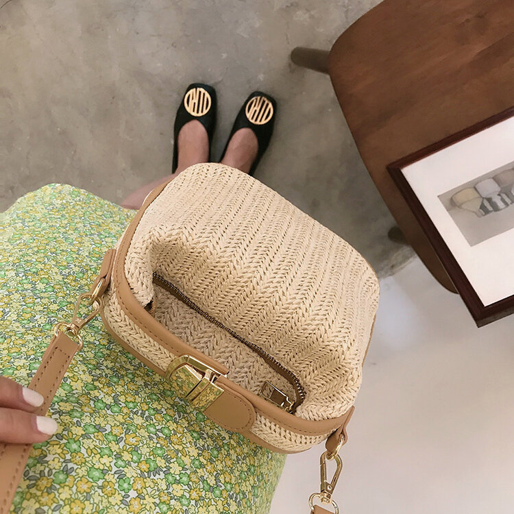 Damska letnia słomiana torba tkana Mini torebka projektant panie eleganckie torebki Crossbody torby plażowe dla kobiet 2020 Fashion Tote