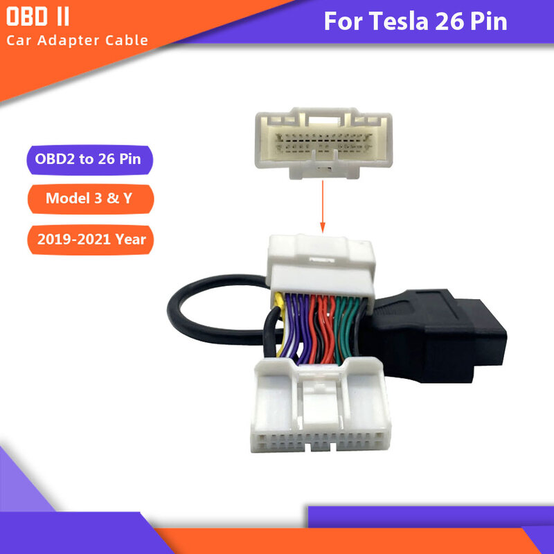 Untuk Tesla OBD2 Kabel Diagnostik 26Pin 20PIN 12Pin Konektor Ke OBDII 16Pin Adaptor untuk Tesla Model S Model X Model 3 Model Y