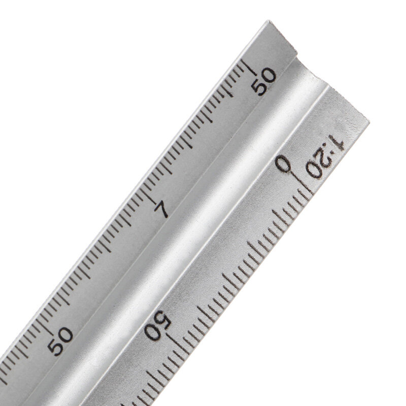 Régua de escala triangular de alumínio, régua de escala triangular profissional para arquiterura desenho técnico engenharia, alta precisão fácil visualização, 30cm metal alumínio 2020