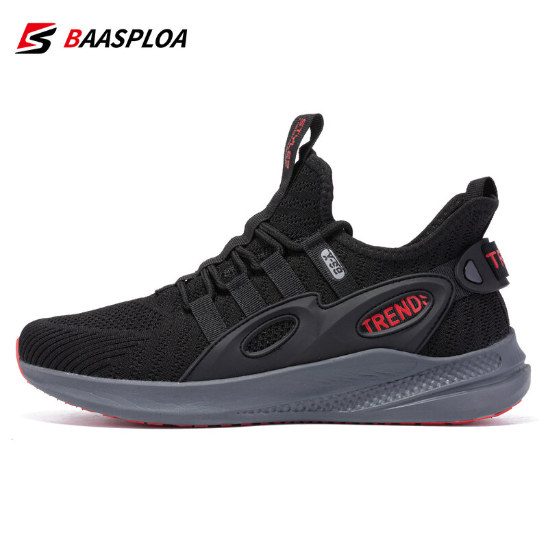 Baasploa-男性用の通気性のあるスニーカー,快適なランニングシューズ,軽量で衝撃を吸収,テニス