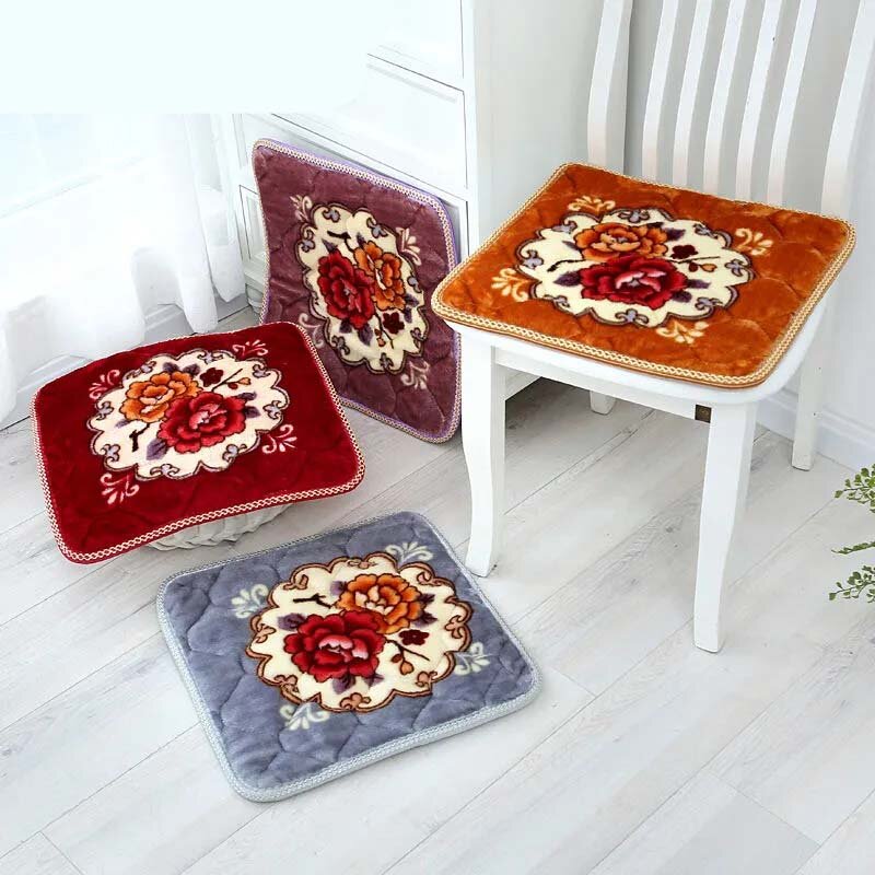European Pastoral Flowers Seat Cushion Sofa Non-Slip Stool Mat Breathable Dining Room Chair Pads Square Plush Floor Cushions