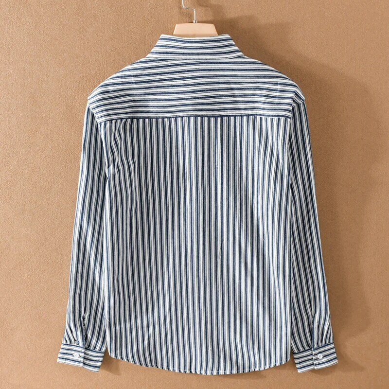 100% Cotton long sleeve striped casual shirt men comfortable trendy shirts for men tops chemise camisa