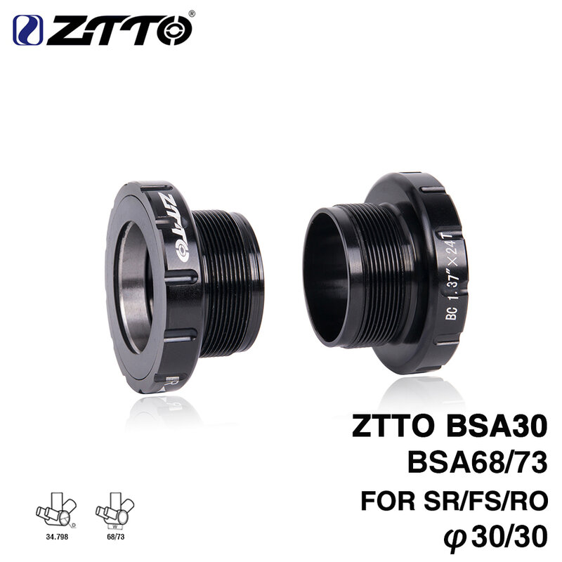 Ztto/bsa30 suporte inferior bsa68 bsa iso 68mm 73 mtb mountain road bike suporte inferior rolamento externo para bb386 30mm cárter