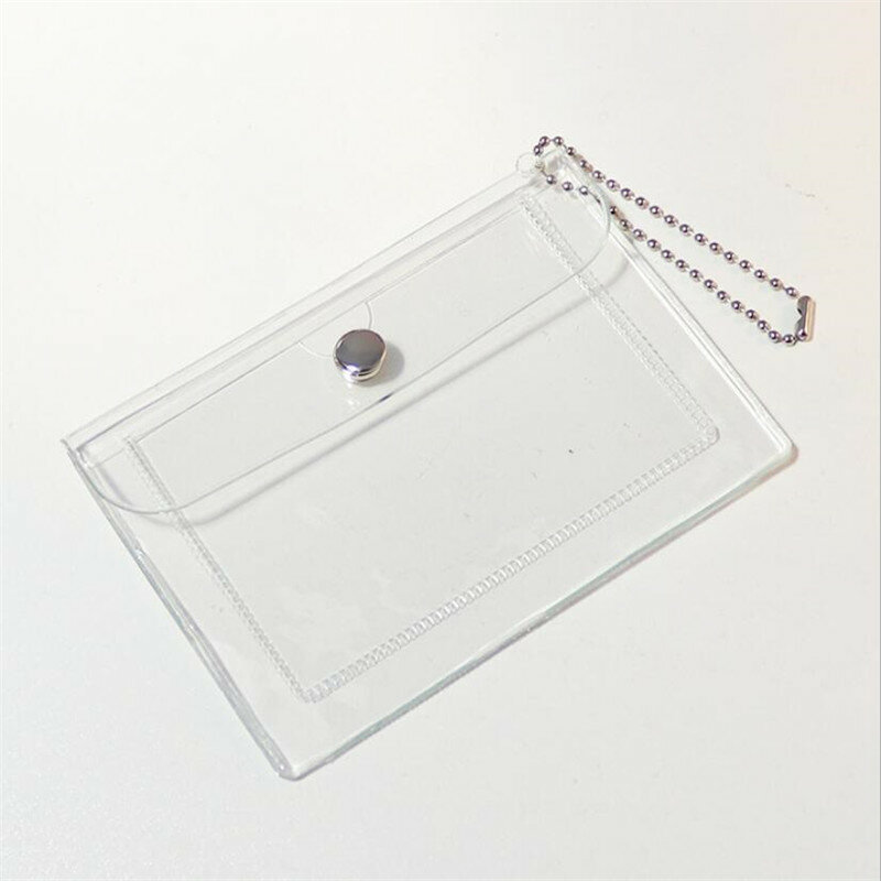 โปร่งใส PVC ปุ่มผู้ถือบัตร Mini แบบพกพา Zero กระเป๋าสตางค์กันน้ำ Anti-Tear กระเป๋าบัตรเครดิต Id เหรียญที่เรียบง่ายกระเป๋า