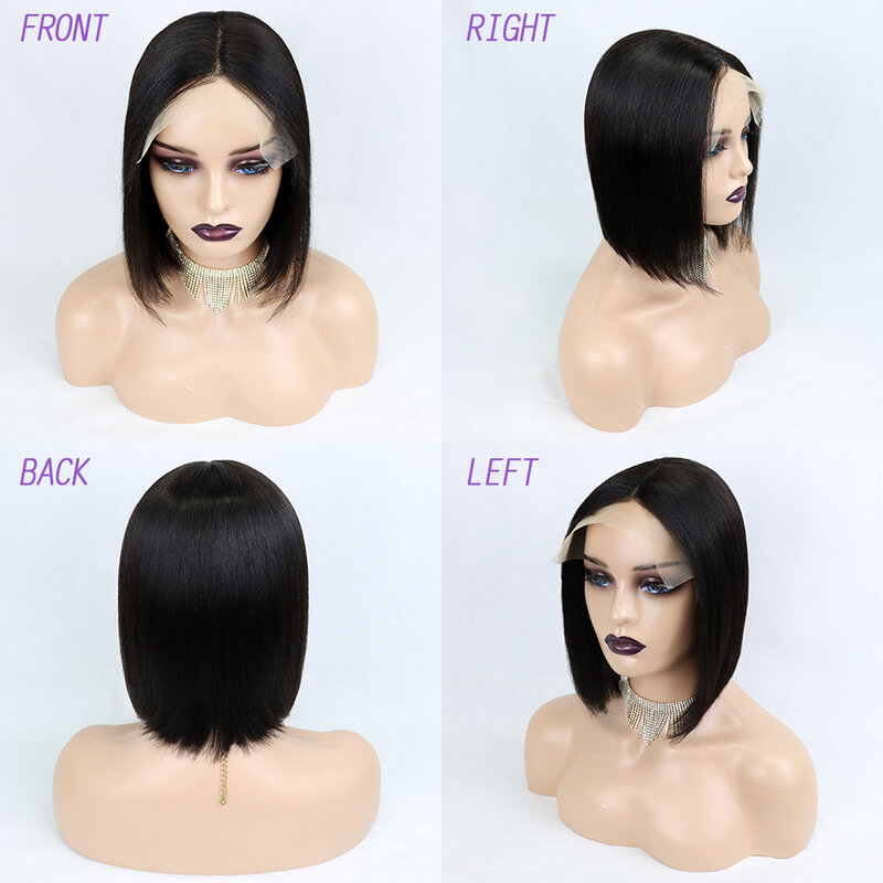 Straight Short Bob Lace Front Human Hair Wigs Brazilian Closure Frontal Wig Pre Plucked Remy Glueless Bob Wig For Womants Wigs 1