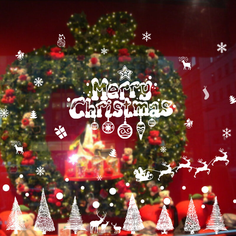 Adesivo de parede autoadesivo, decoração de casa, janela de natal, pendente bola de neve, ano novo, festival de natal, adesivos de parede