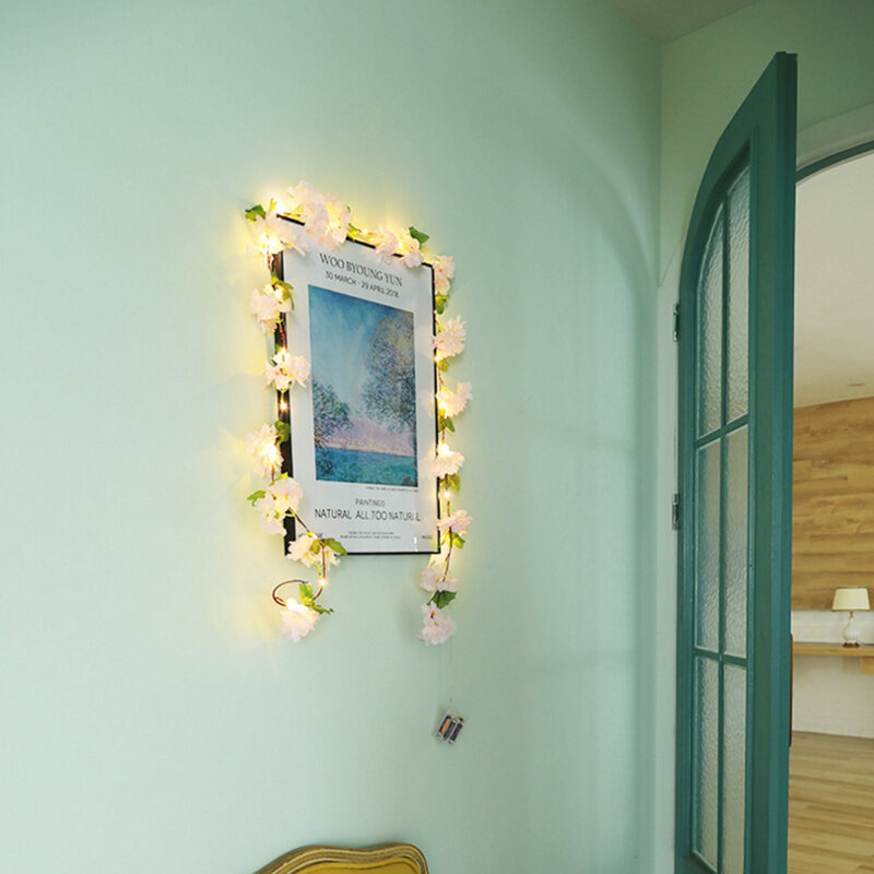 Guirnalda de luces Led para decoración del hogar y dormitorio, 2m, 20Led, de hortensia enredadera, rosa y blanca, 4,5 V, con batería