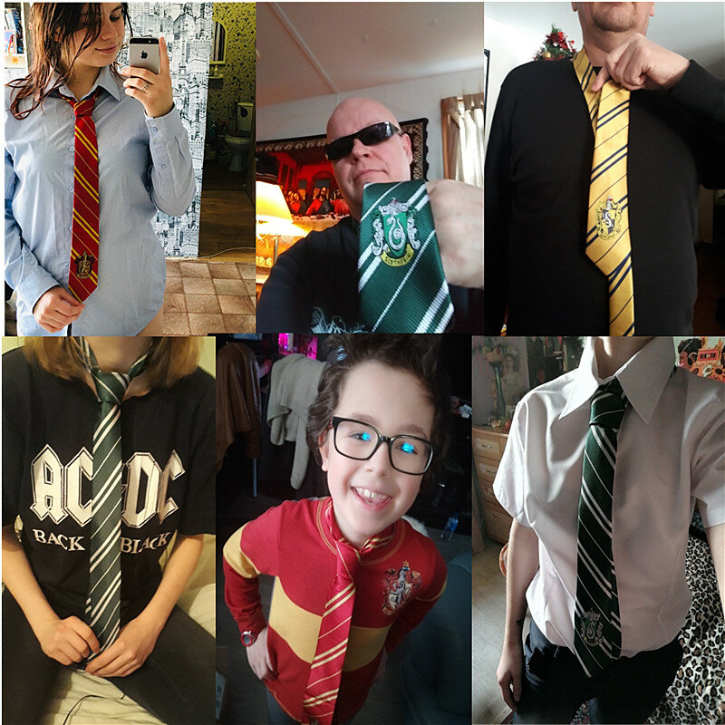 4 Uds adultos y niños Gryffindo/Slytheri collar de Potter Hermione bufanda para la escuela corbata, sombrero/guante Cosplay Halloween cumpleaños fiesta regalo