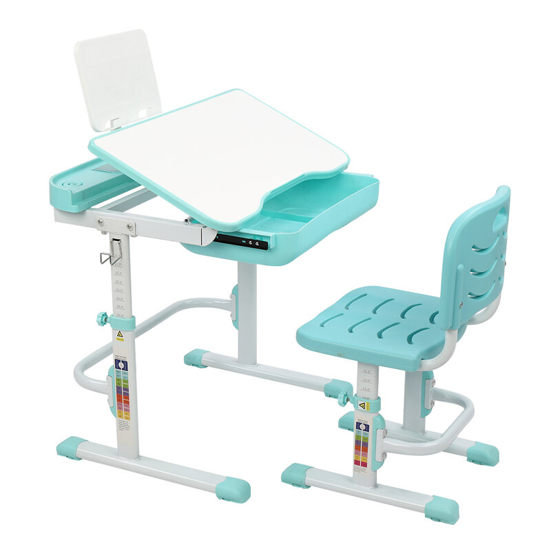 Mesa de elevação de 70cm que pode inclinar, mesa de estudo para crianças aprendendo e cadeira (com suporte para leitura sem lâmpada de mesa)