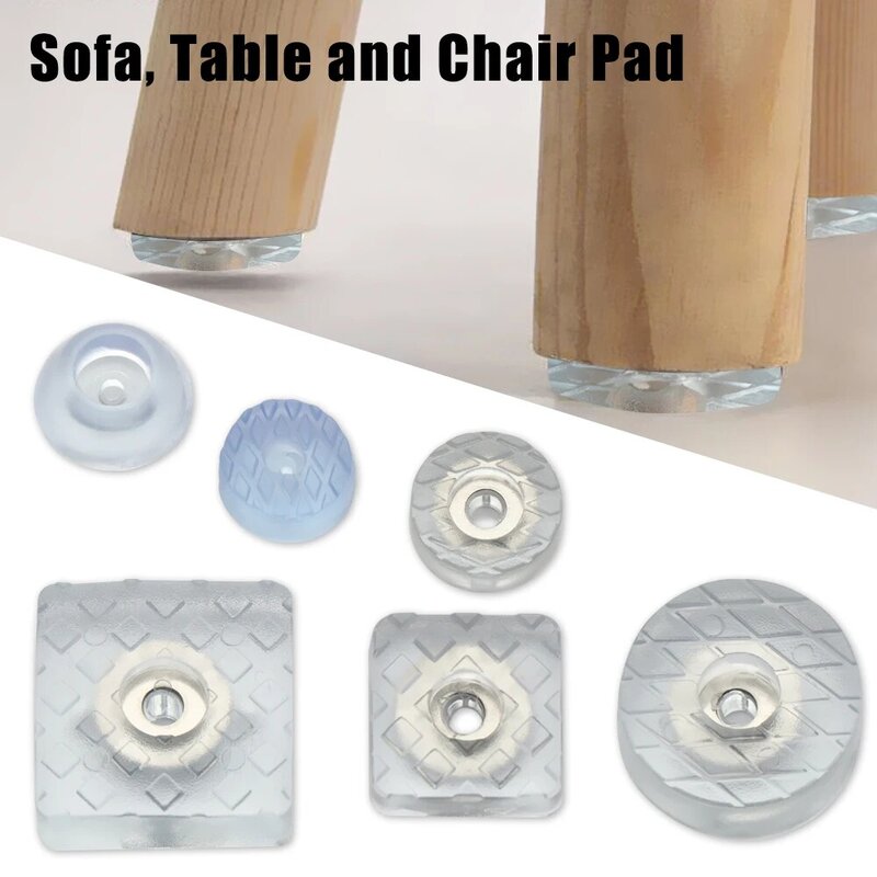Almohadillas antideslizantes para patas de silla, protectores transparentes de goma para pies de sofá, almohadilla protectora para muebles de suelo con tornillos, 10 unidades
