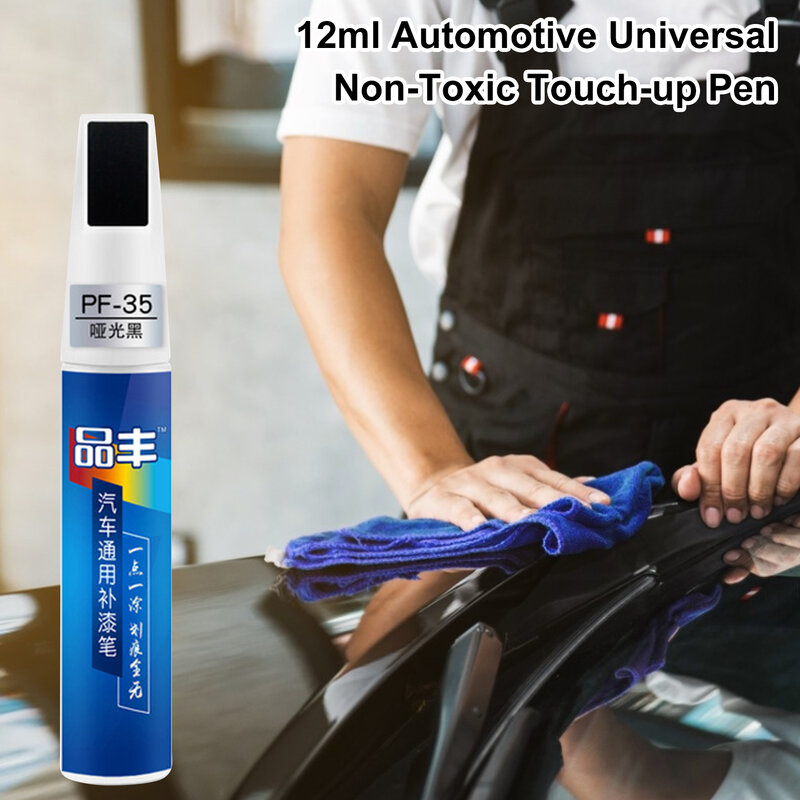 Bolígrafo de pintura de retoque no tóxico para automóviles, negro mate, removedor de reparación de arañazos de automóviles, agente de capa, pluma de pintura de relleno automático