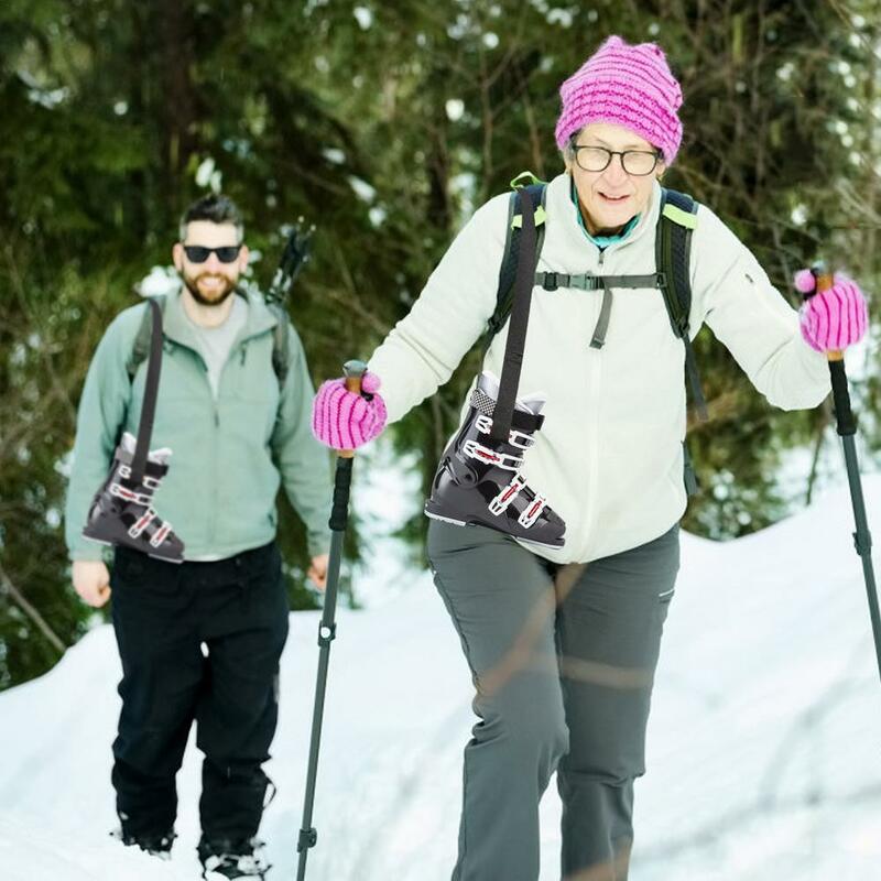1pc alça transportadora de esqui snowboard pólo bota carry sling cinta kit amortecido ombro para trás downhill equipamento de esqui acessórios