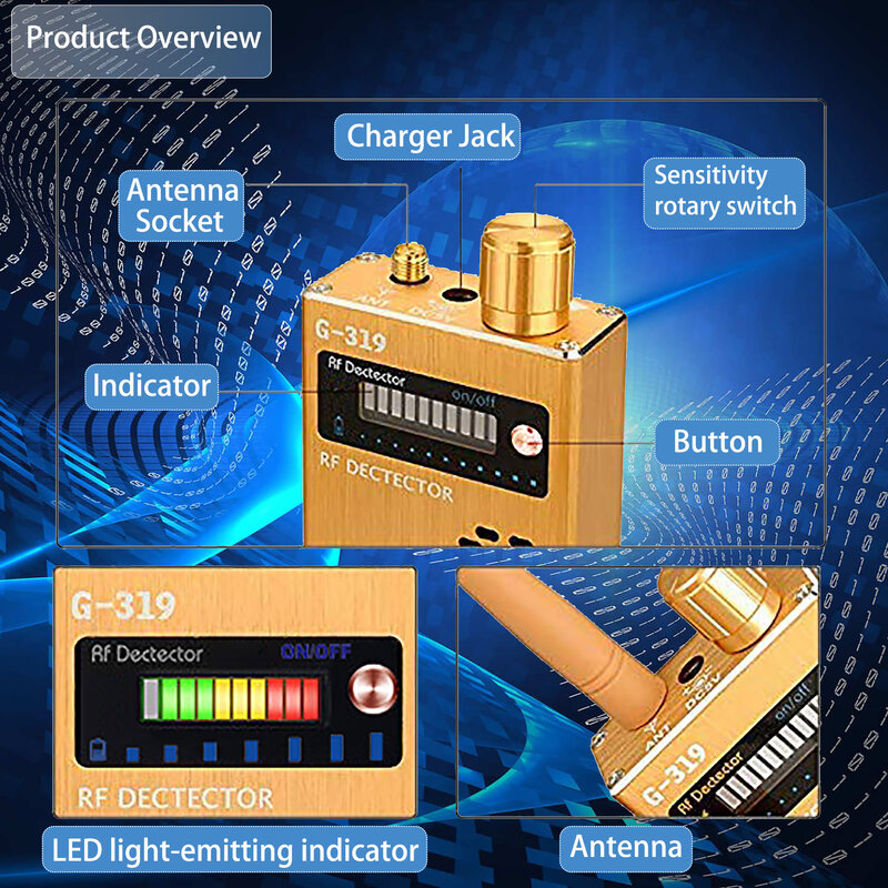 Анти-шпионский сигнал, беспроводное устройство обнаружения сигнала, GSM GPS-трекер, сканер поиска сигнала, обнаружение 1 МГц-8 ГГц