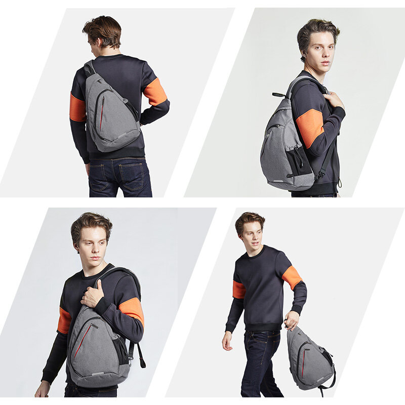 Mixi Patent Design Mochila para homens, Sling Bag de um ombro, Crossbody Schoolbag, poliéster 600D, lona densa, impermeável, moda