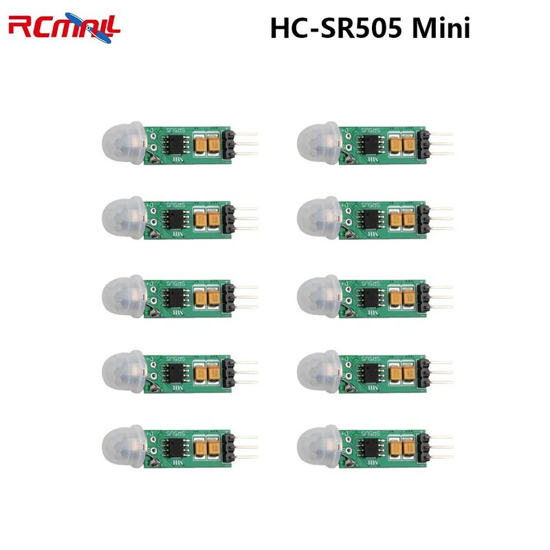 RCmall 10pcs HC-SR505 Mini IR Human Sensor Detector Module IR Pyroelectric Infrared PIR Motion For Arduino