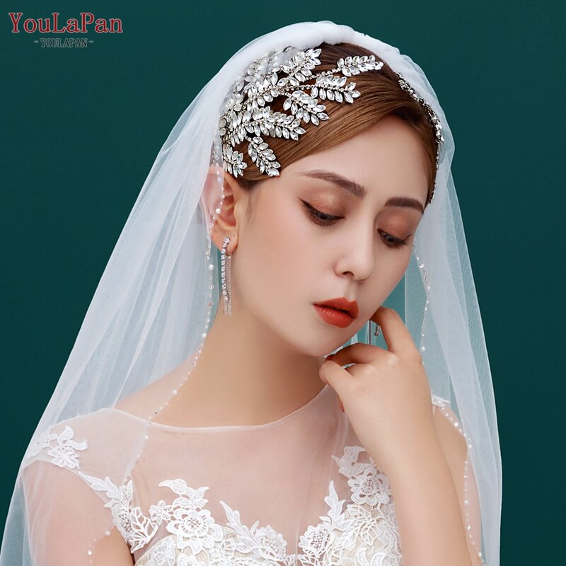 TOPQUEEN-Diadema nupcial de cristal para mujer, accesorios para el cabello, corona de novia con diamantes de imitación, tocado para desfile de boda, HP418