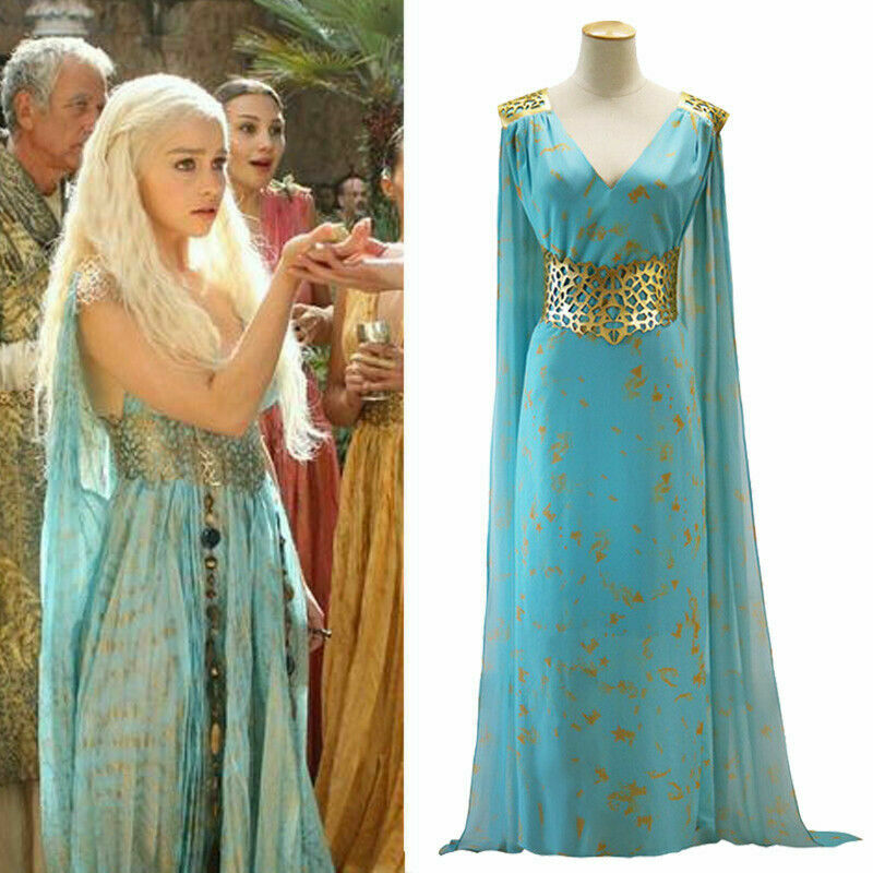 Mutter der Drachen Game of Thrones Daenerys Targaryen Dame Fancy Dress Up Kostüm Halloween Cosplay Blau