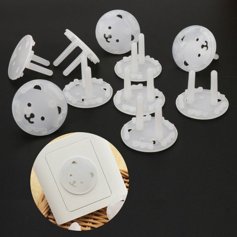 10pcs EU Stand Power Socket Cover 2 hole Electrical Outlet Baby Child Safety Electric Shock Proof Plugs Protector