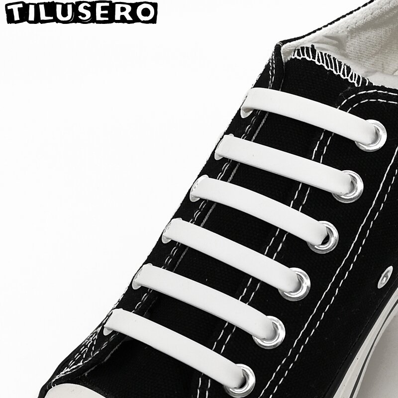 12pcs Elastic No Tie Shoelaces Lazy Flat Silicone Shoelace For Running Sneakers Stretched Strings Quick Lock Slip-On Shoe Laces