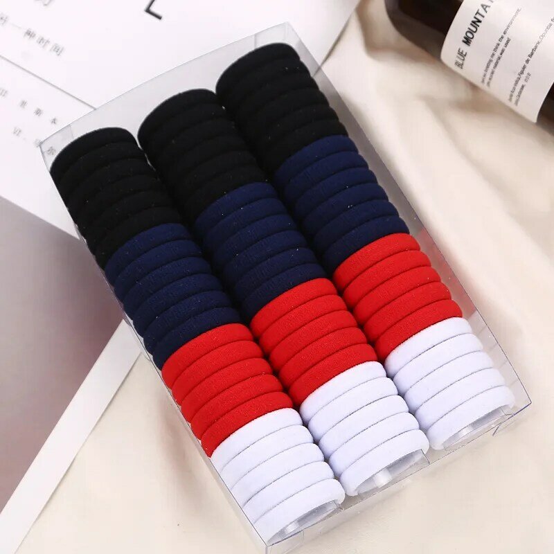 1Set Fashion Women Solid Colors Thick Elastic Rubber Bands Simple Style Pretty Colors Plain Stretch Hair Ties Hair Bands