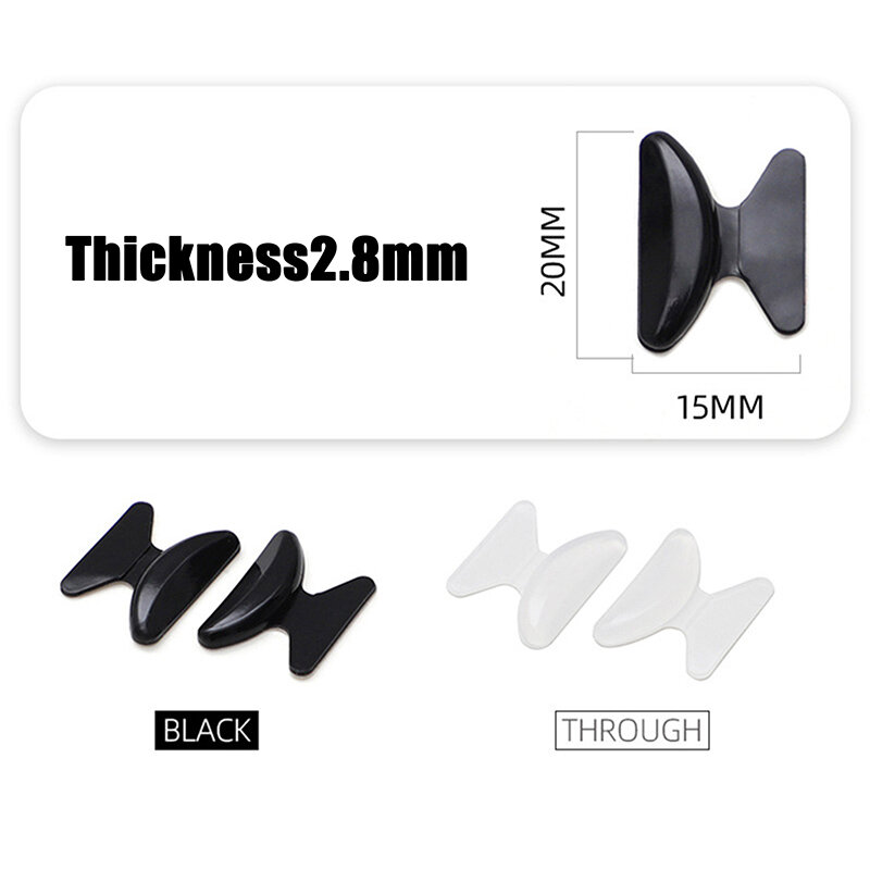 Almohadilla de silicona suave para la nariz, accesorio útil para gafas de sol, antideslizante, color blanco y negro, 10 unidades = 5 pares
