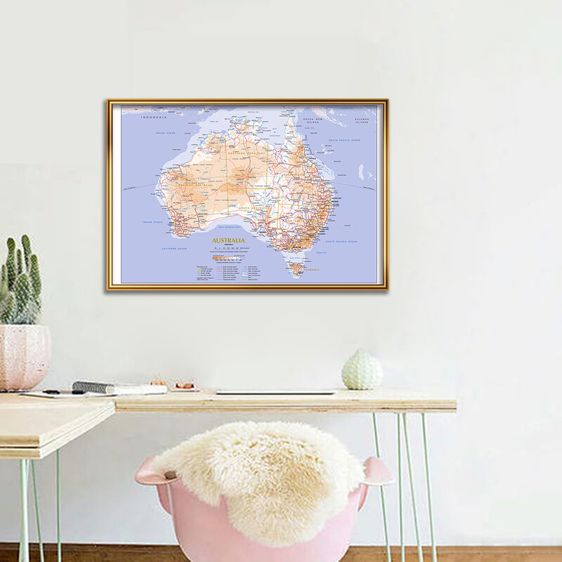 59*42cm teren i trasa ruchu mapa australii płótno malarstwo ścienne plakat artystyczny szkolne klasie dekoracji wnętrz