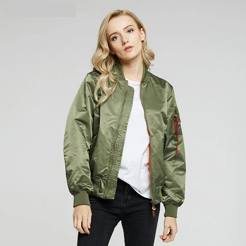 Blouson aviateur vert armée pour femme avec poches zippées, manteau chaud, parka femme décontractée, streetwear vintage, automne et hiver 2023