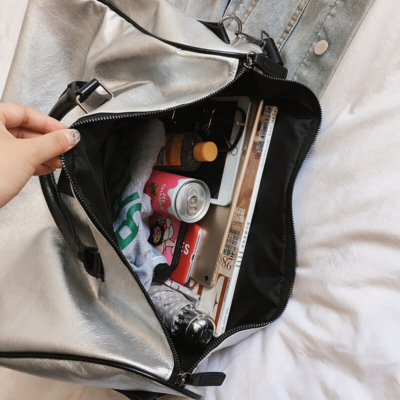 Брендовая модная сумка из искусственной кожи, Высококачественная сумка через плечо для женщин, серебристая сумка-мессенджер для девушек, женские сумки для путешествий