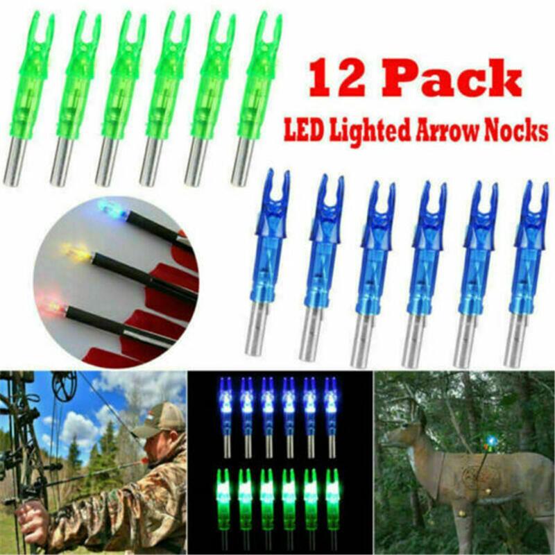 12PCS โดยอัตโนมัติ LED Lighted ลูกศร Nocks หางสำหรับ Crossbow Arrows 6.2มม.