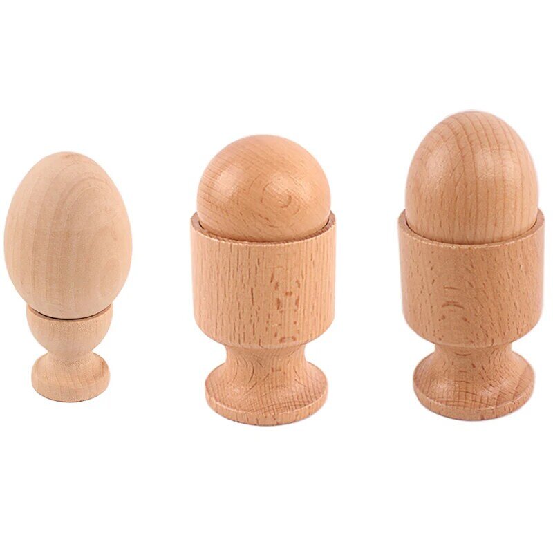 Infant Montessori Material 3D Object Fitting Exercise Practic Toys Egg Cup Ball Cup Wood Toy 8-12 Month Baby Hand & Feet Finders