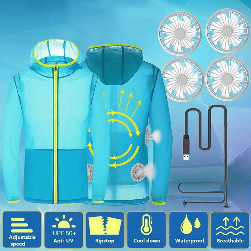Крутое пальто для женщин и мужчин, летняя охлаждающая куртка, вентилятор, летняя верхняя одежда с кондиционированием воздуха