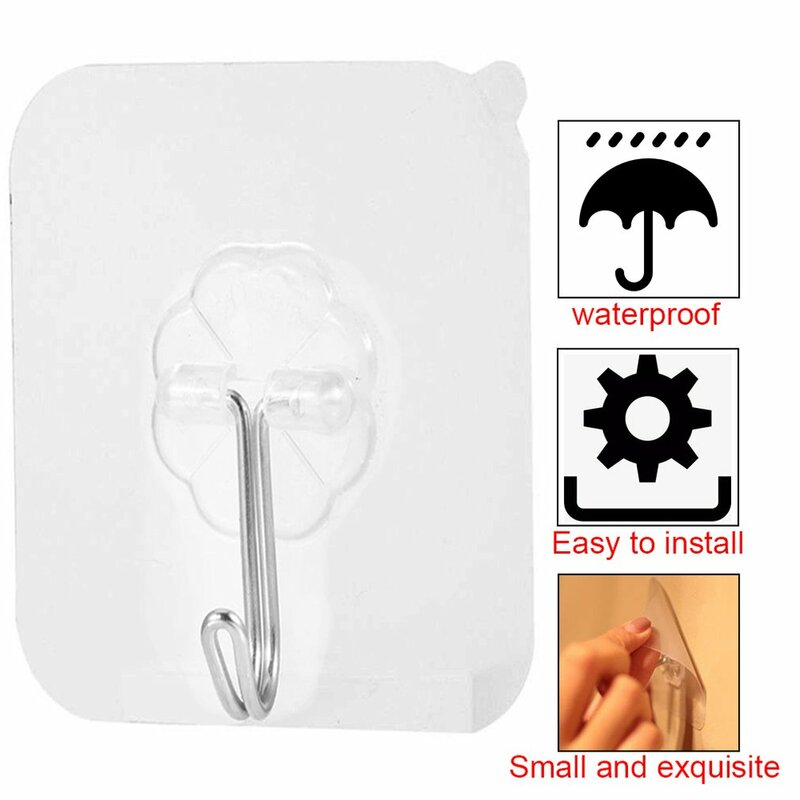 1Pcs Household Transparent Strong Self-adhesive Door Wall Hook Suction Heavy Duty Shelf Suction Cup Kitchen Bathroom Hook