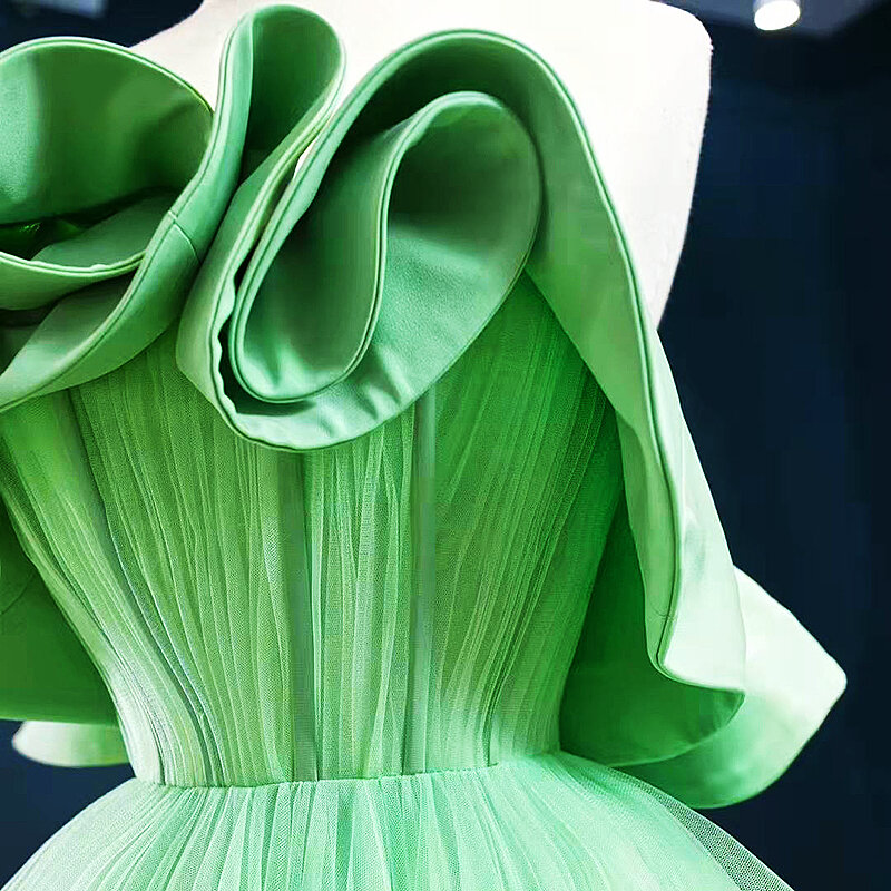 Великолепные пышные зеленые длинные тюлевые платья с оборками для беременных женщин индивидуальное изготовление сексуальные официальные платья для выпускного вечера Вечернее платье