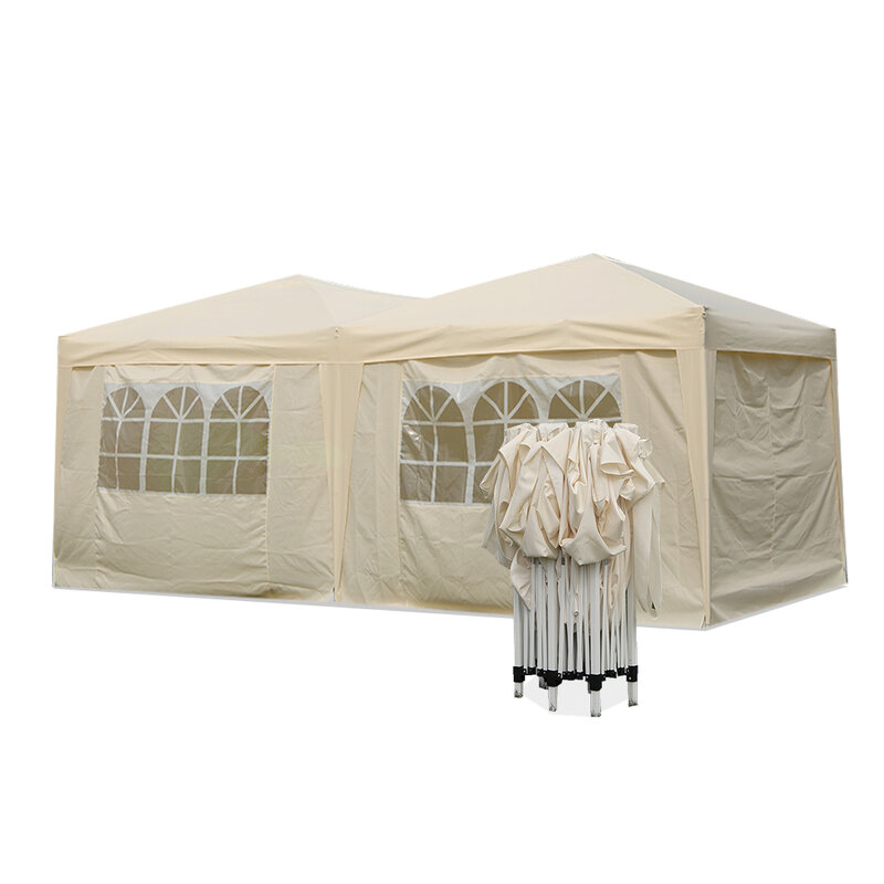 Large 6x3m WATERPROOF Pop Up Garden Gazebo Arbor Party Tent with Sides Window Bag Country Fair All closed Tent