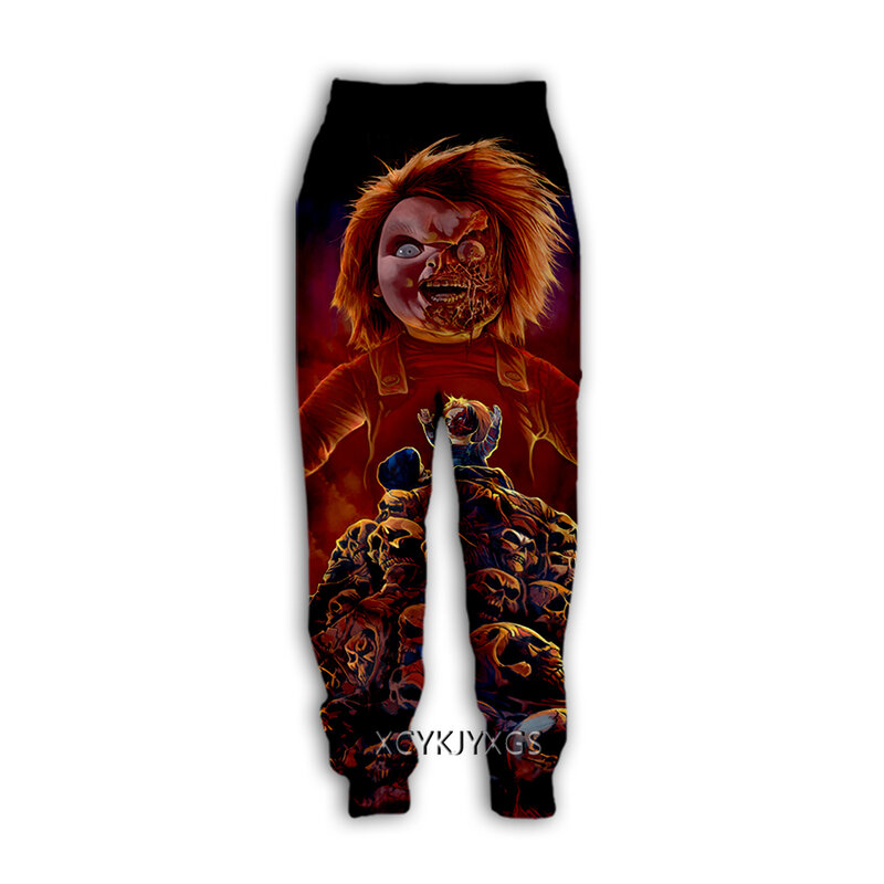 Xinchenyuan novo criativo horror chucky impressão 3d calças casuais sweatpants calças retas calças de jogging calças k02