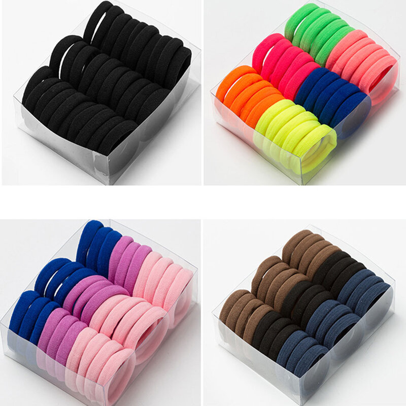 30pcs Elastic Hair Accessories For Women Kids Black Blue Rubber Band Ponytail Holder Gum For Hair Ties Scrunchies Hairband