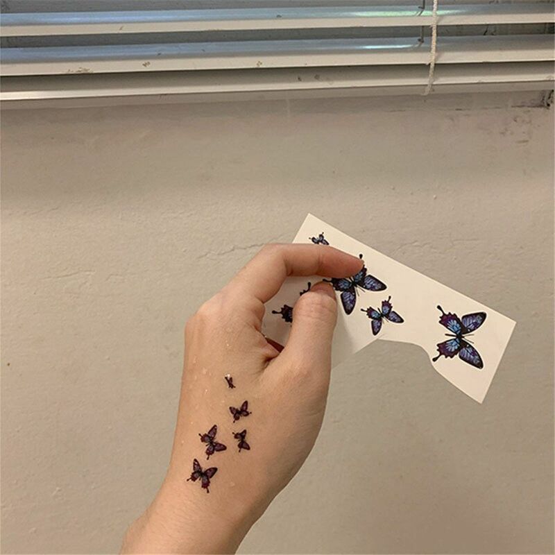Водонепроницаемые 3d-наклейки-татуировки с рисунком голубой бабочки