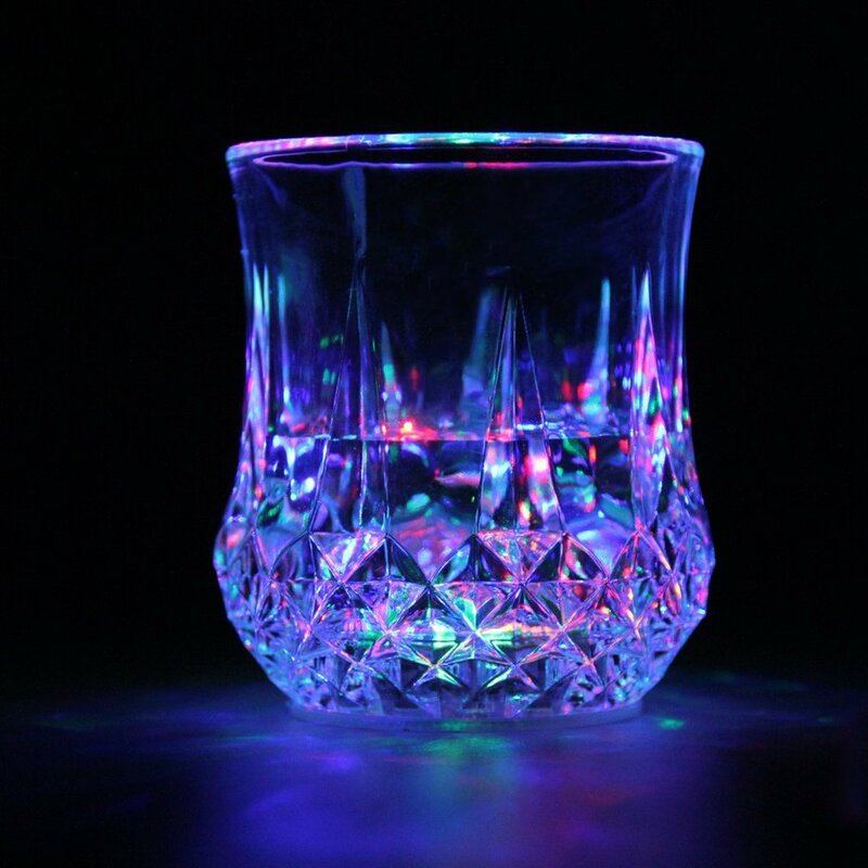 LED 깜박이는 빛나는 물 액체 활성 조명 와인 맥주 유리 컵 머그잔, 빛나는 파티 바 음료 컵 도매